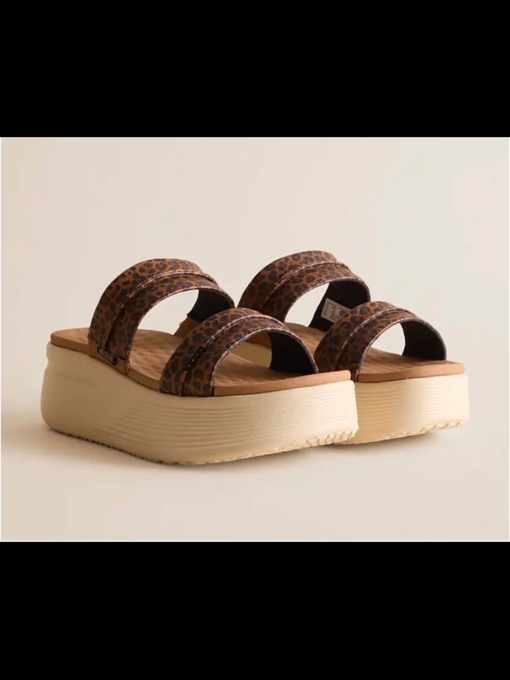 Hey Dude Women's Leopard-Print Platform Sandals in Brown and Cream